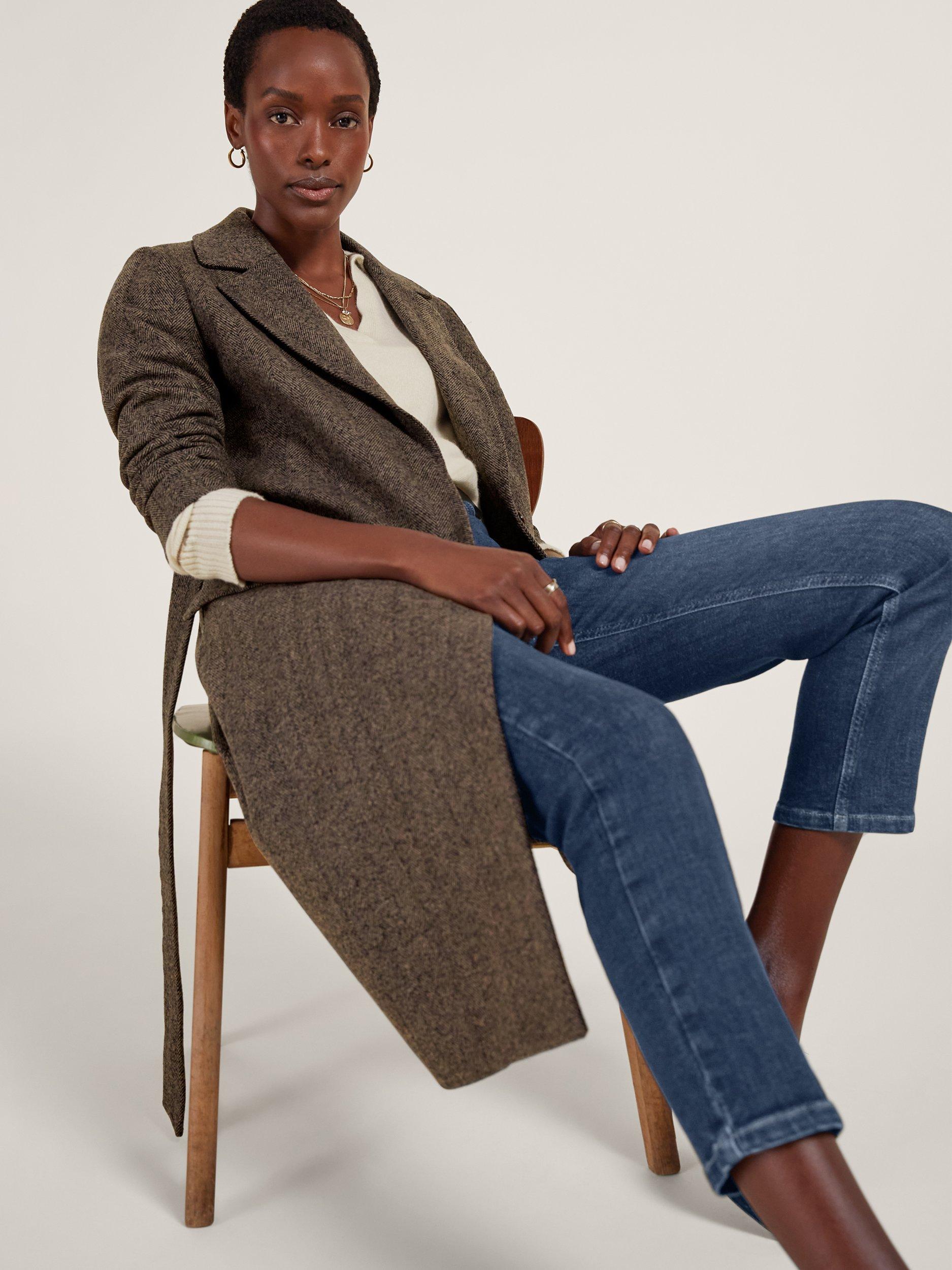 Baukjen Aye Wool Blend Tailored Coat, Black/Caramel