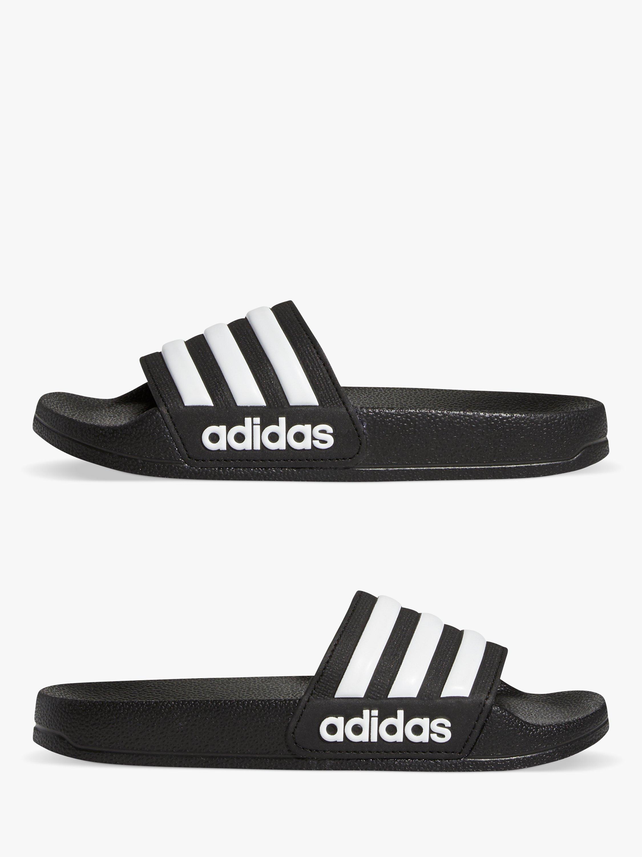Product image 10 of 10, which shows adidas Kids' Adilette Sliders, Black/White, 5
