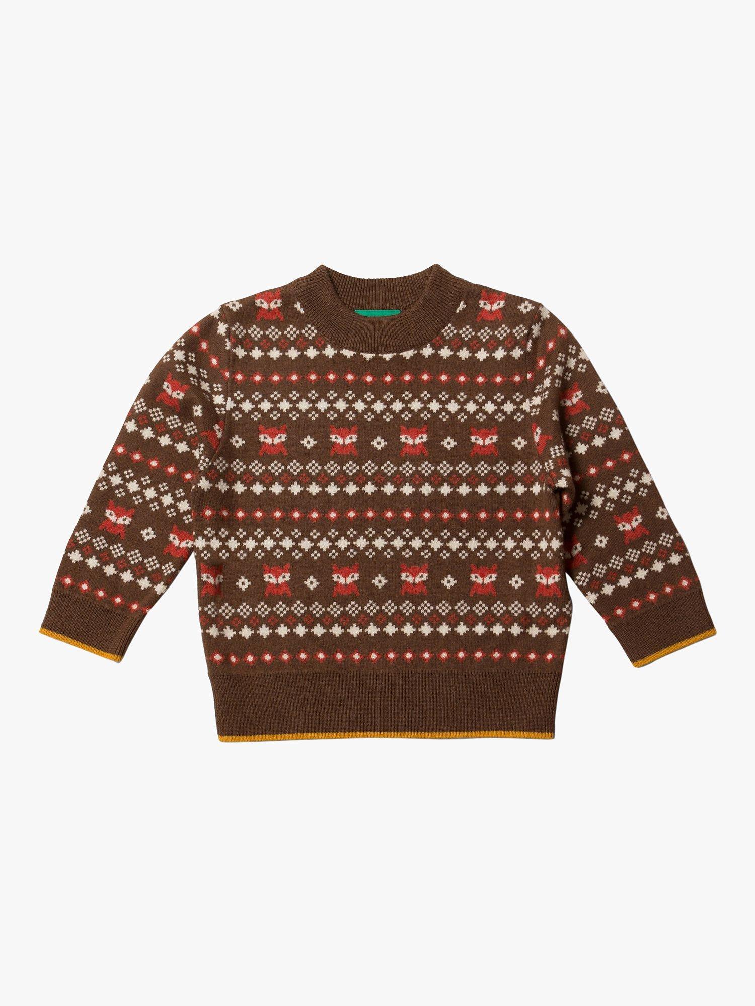 Little Green Radicals Baby Autumn Foxes Jumper, Brown