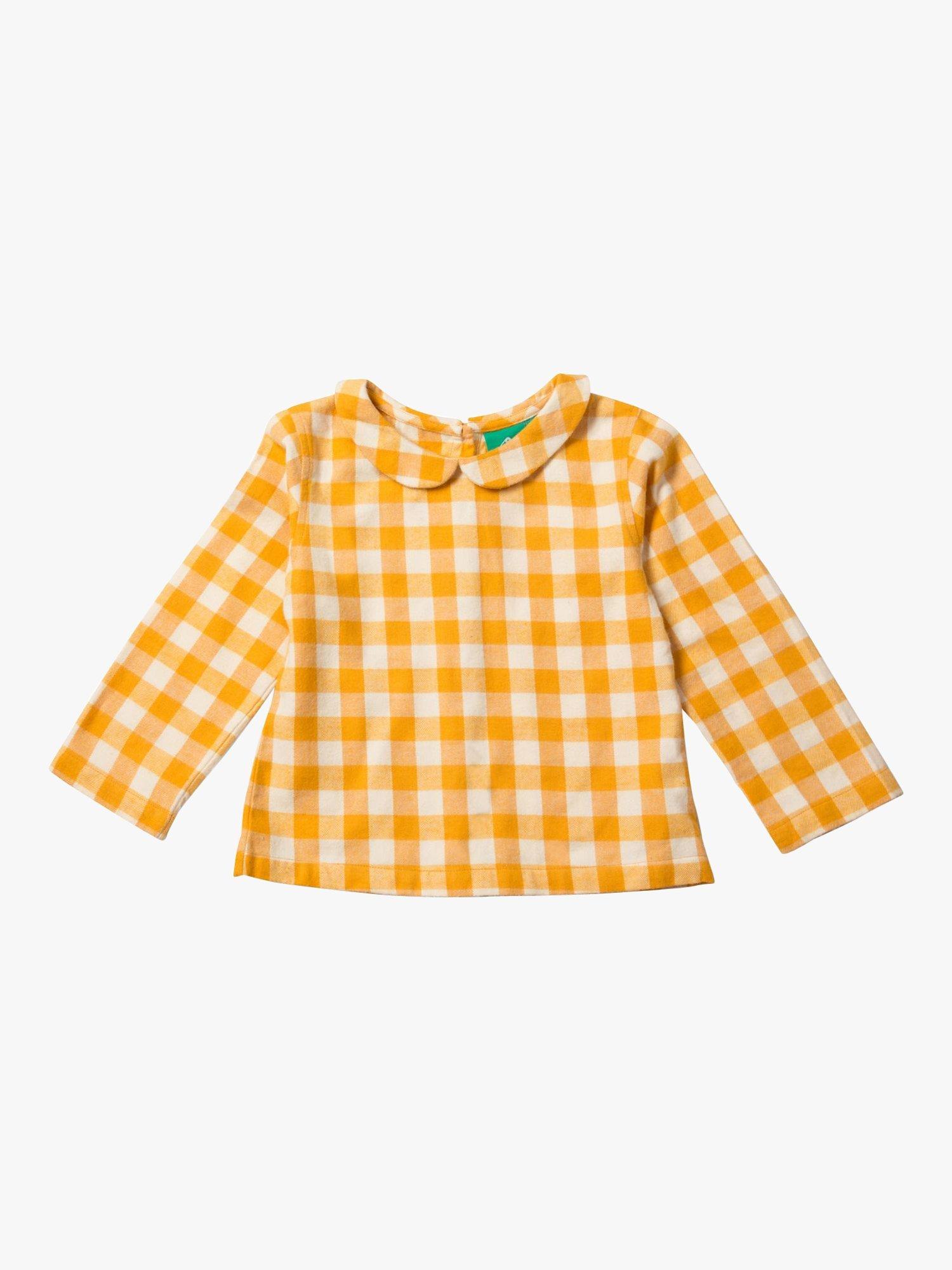 Little Green Radicals Baby Check Peter Pan Collar Top, Gold