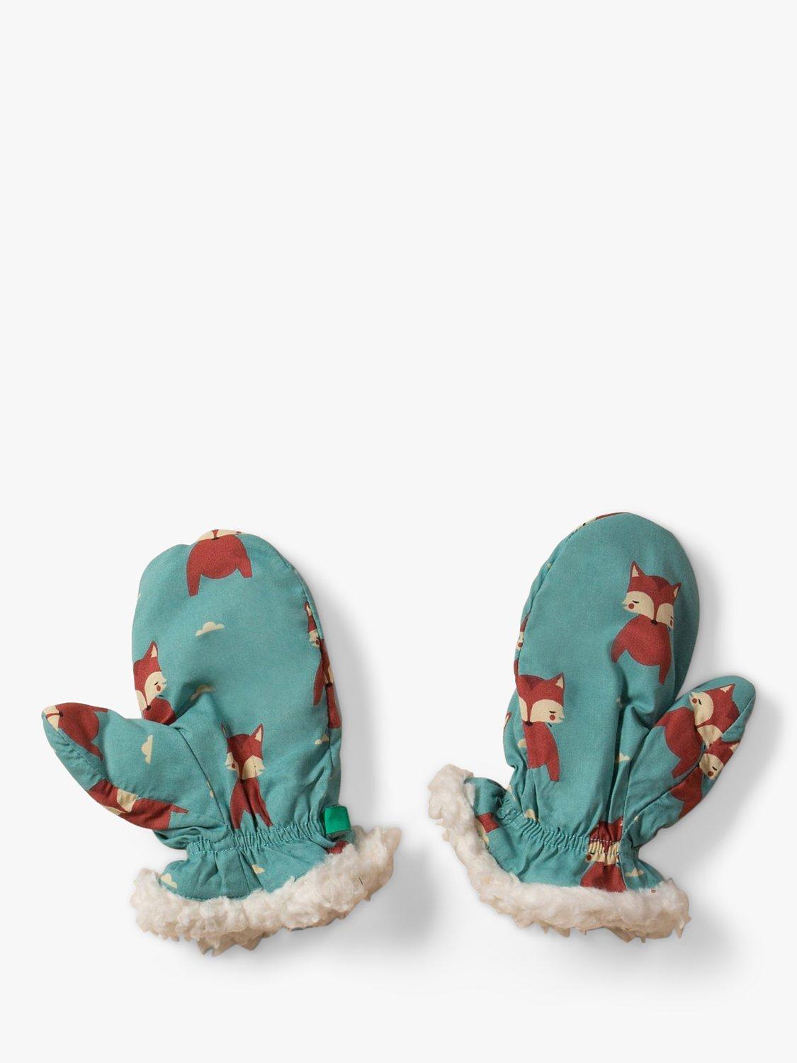 Little Green Radicals Baby Foxes Sherpa Mittens, Green