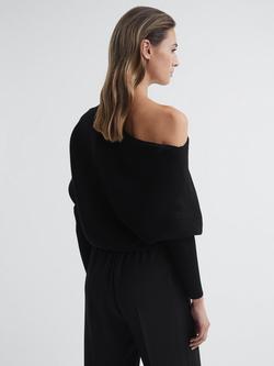 Reiss Lorna Ribbed Cold Shoulder Jumper - view 2, Black