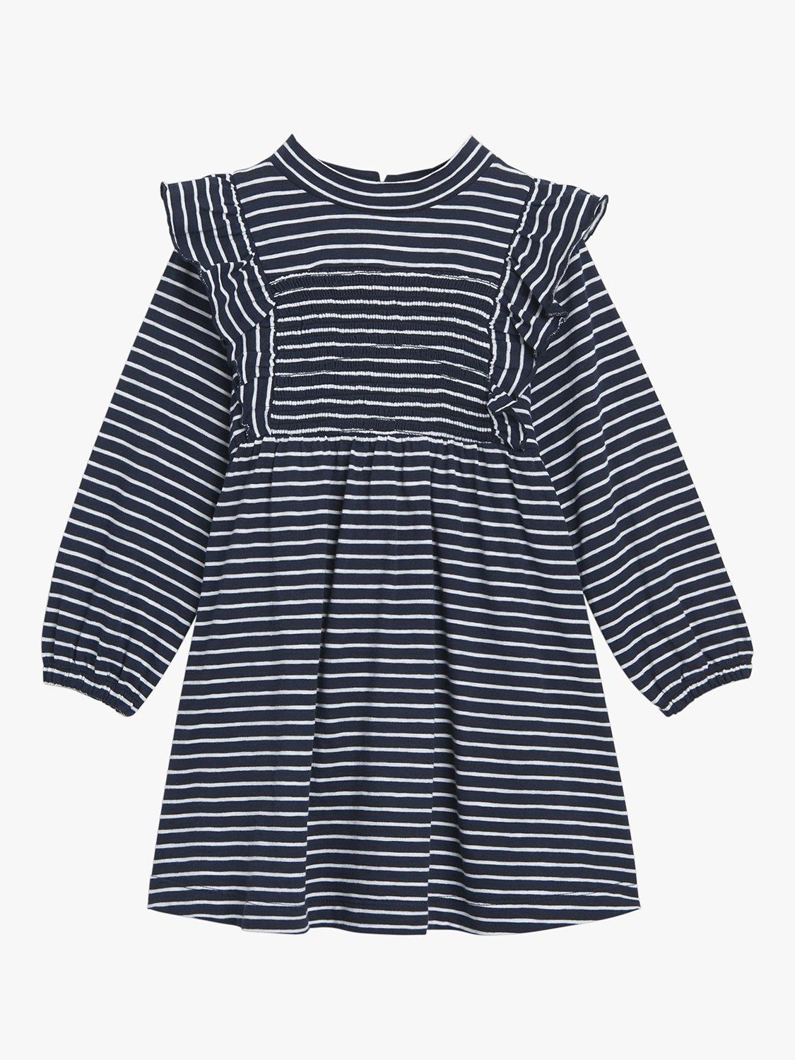 Product image 1 of 4, which shows Whistles Kids' Una Stripe Tunic Dress, Navy/Multi, 3-4 years