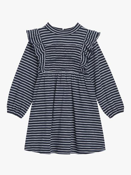 Whistles Kids' Una Stripe Tunic Dress, Navy/Multi, Navy/Multi