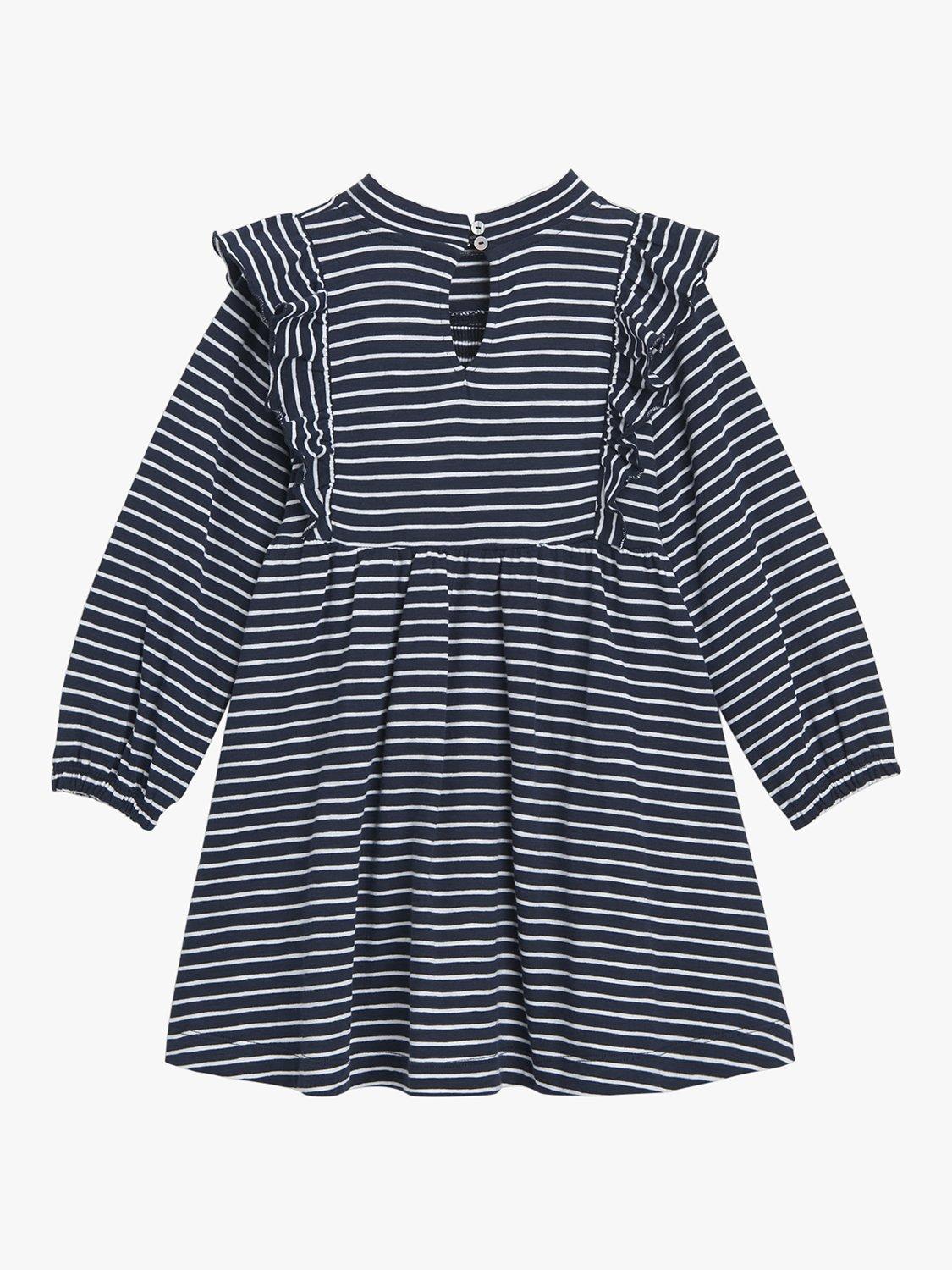 Product image 2 of 4, which shows Whistles Kids' Una Stripe Tunic Dress, Navy/Multi, 3-4 years