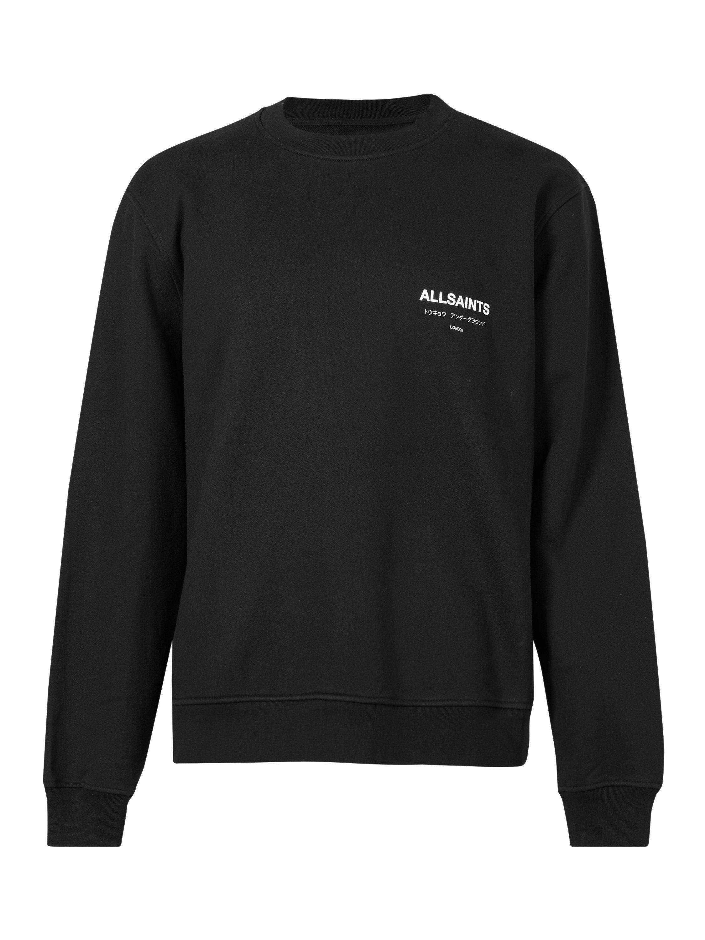 Product image 4 of 6, which shows AllSaints Underground Crew Neck Organic Cotton Jumper, Jet Black, XS