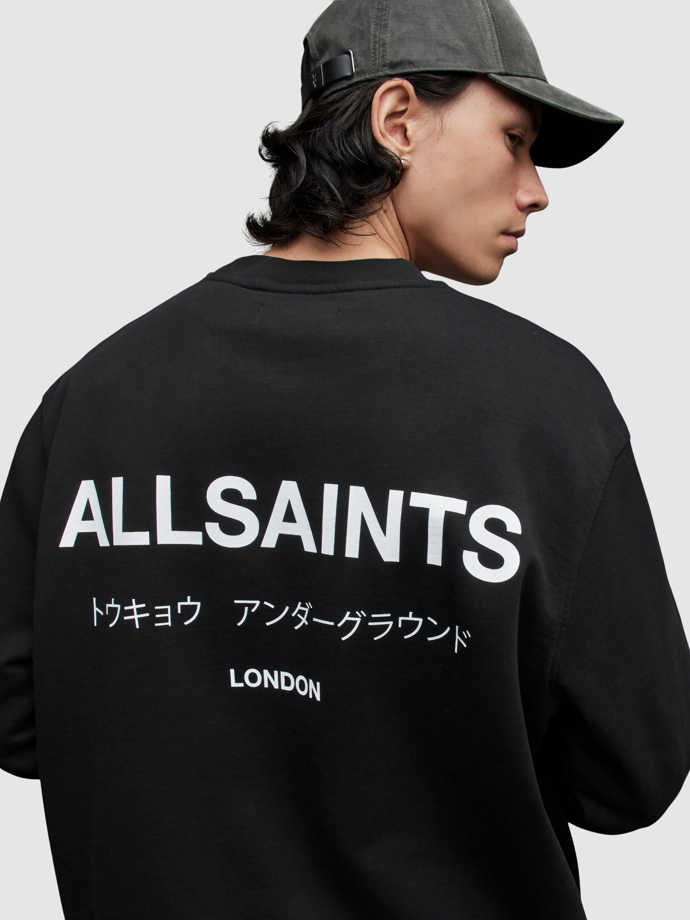 Product image 5 of 6, which shows AllSaints Underground Crew Neck Organic Cotton Jumper, Jet Black, XS