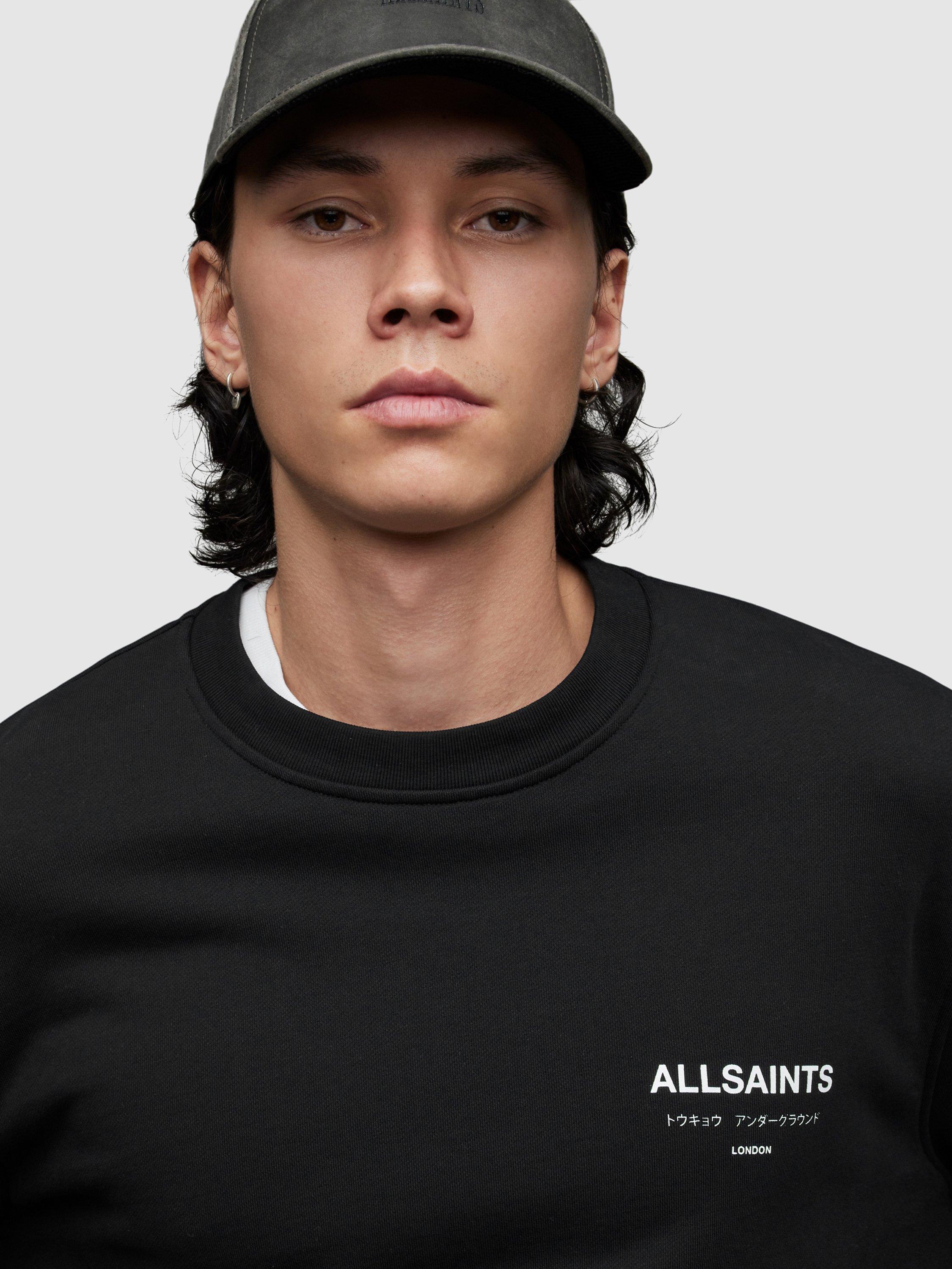 Product image 6 of 6, which shows AllSaints Underground Crew Neck Organic Cotton Jumper, Jet Black, XS