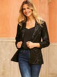 Sosandar Sequin Relaxed Blazer, Black