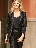 Sosandar Sequin Relaxed Blazer, Black