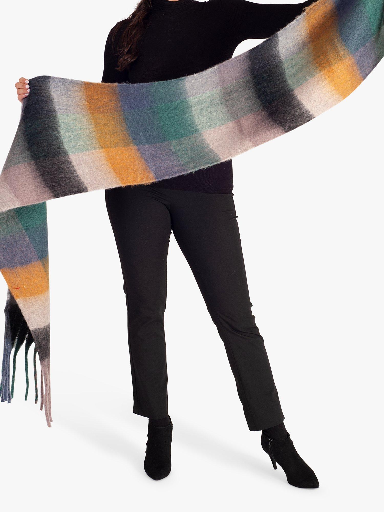 Product image 2 of 5, which shows chesca Cosy Large Tassel Edge Check Scarf, Multi