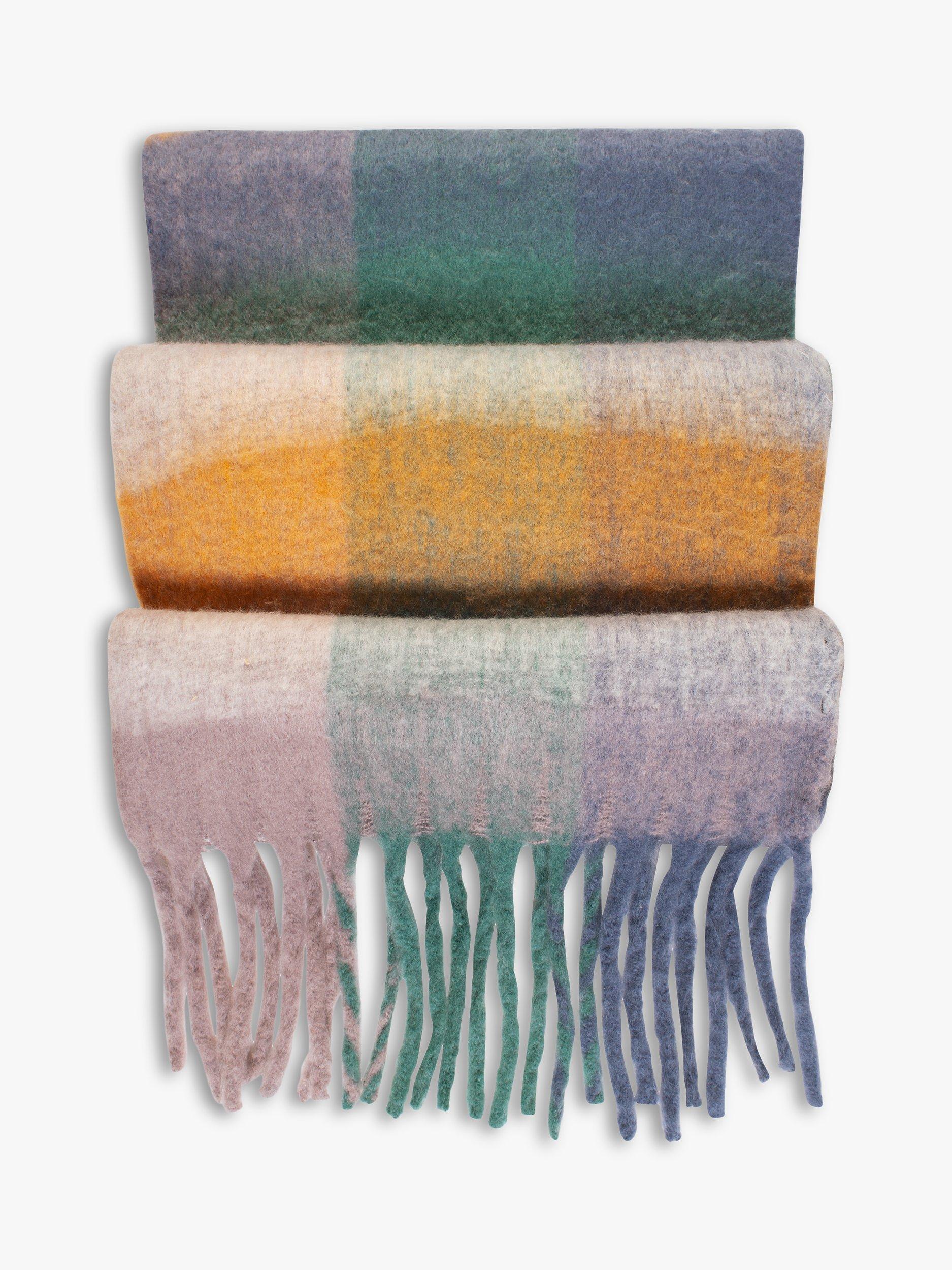 Product image 5 of 5, which shows chesca Cosy Large Tassel Edge Check Scarf, Multi
