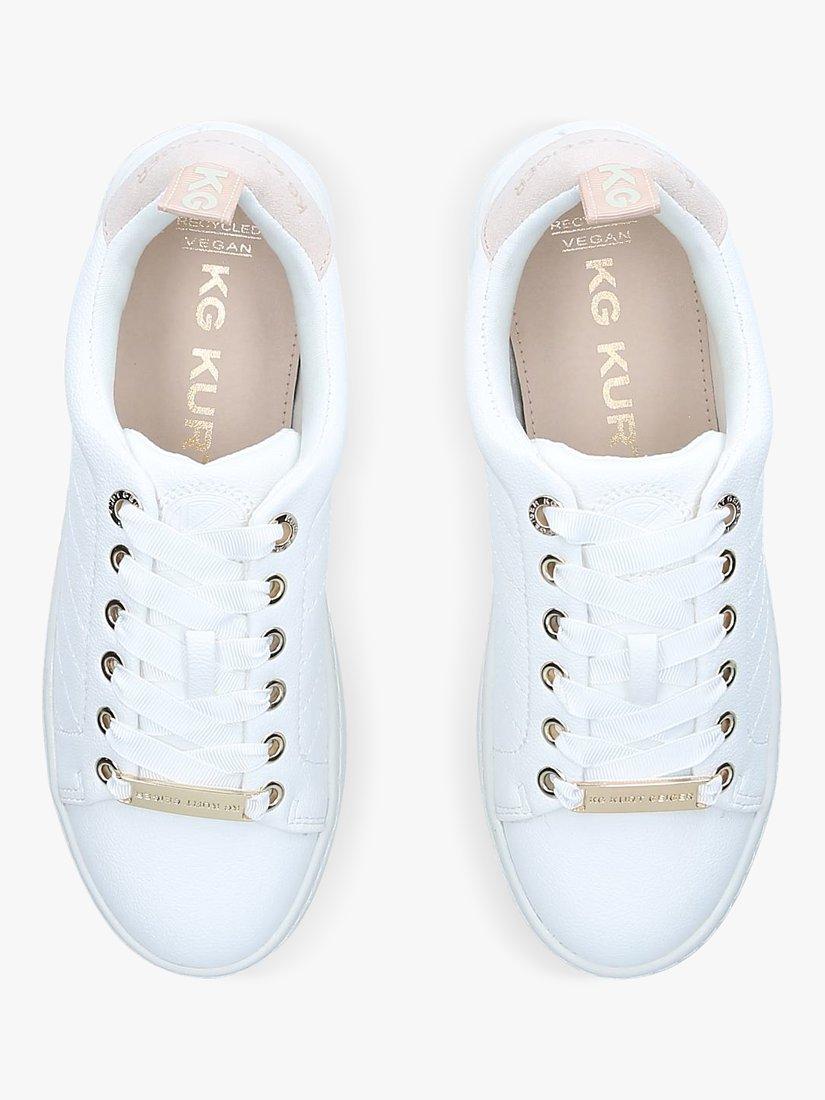 Product image 5 of 5, which shows KG Kurt Geiger Liza Quilted Trainers, White/Pink, 3