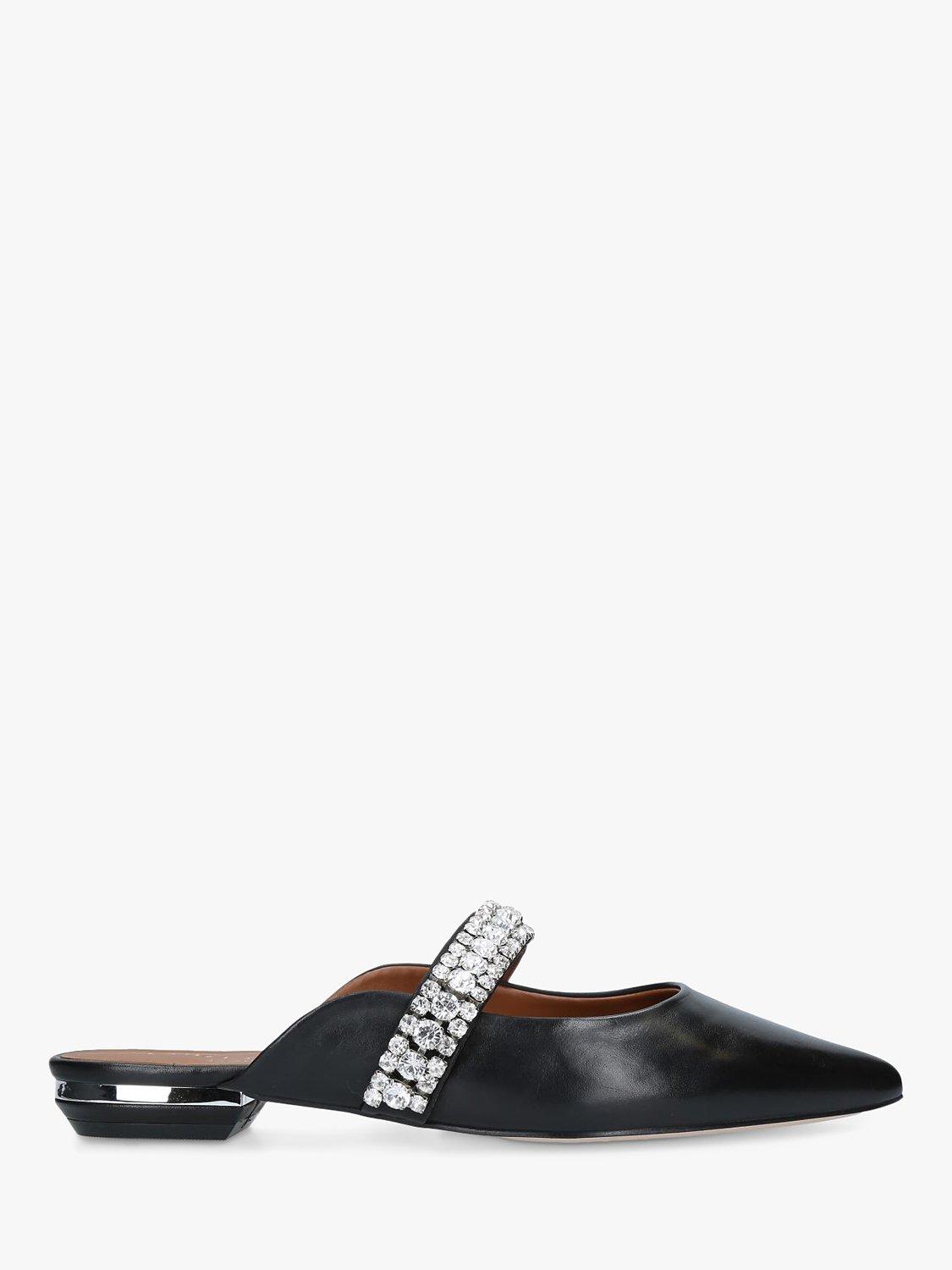 Kurt Geiger London Princely Leather Embellished Strap Mules, Black, 4