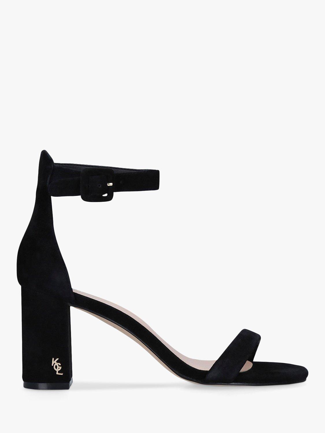 Kurt Geiger London Langley Suede Block Heel Sandals, Black, 3