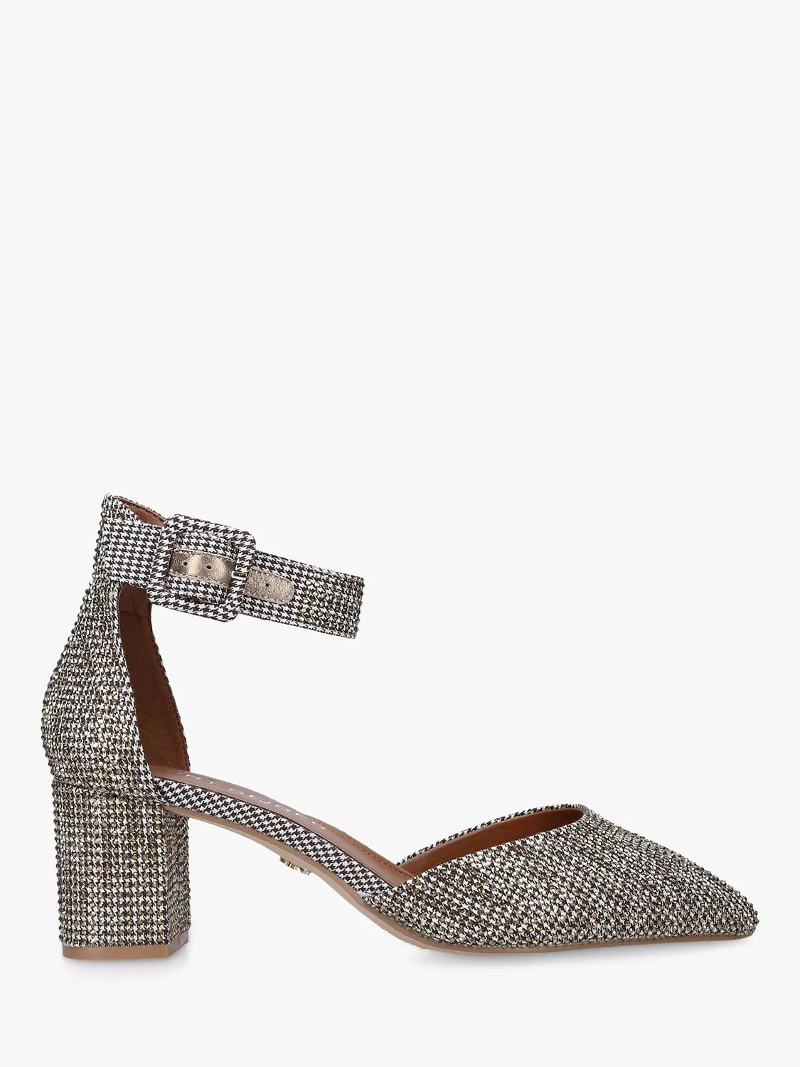 Kurt Geiger London Burlington Block Heel Ankle Strap Shoes Beige