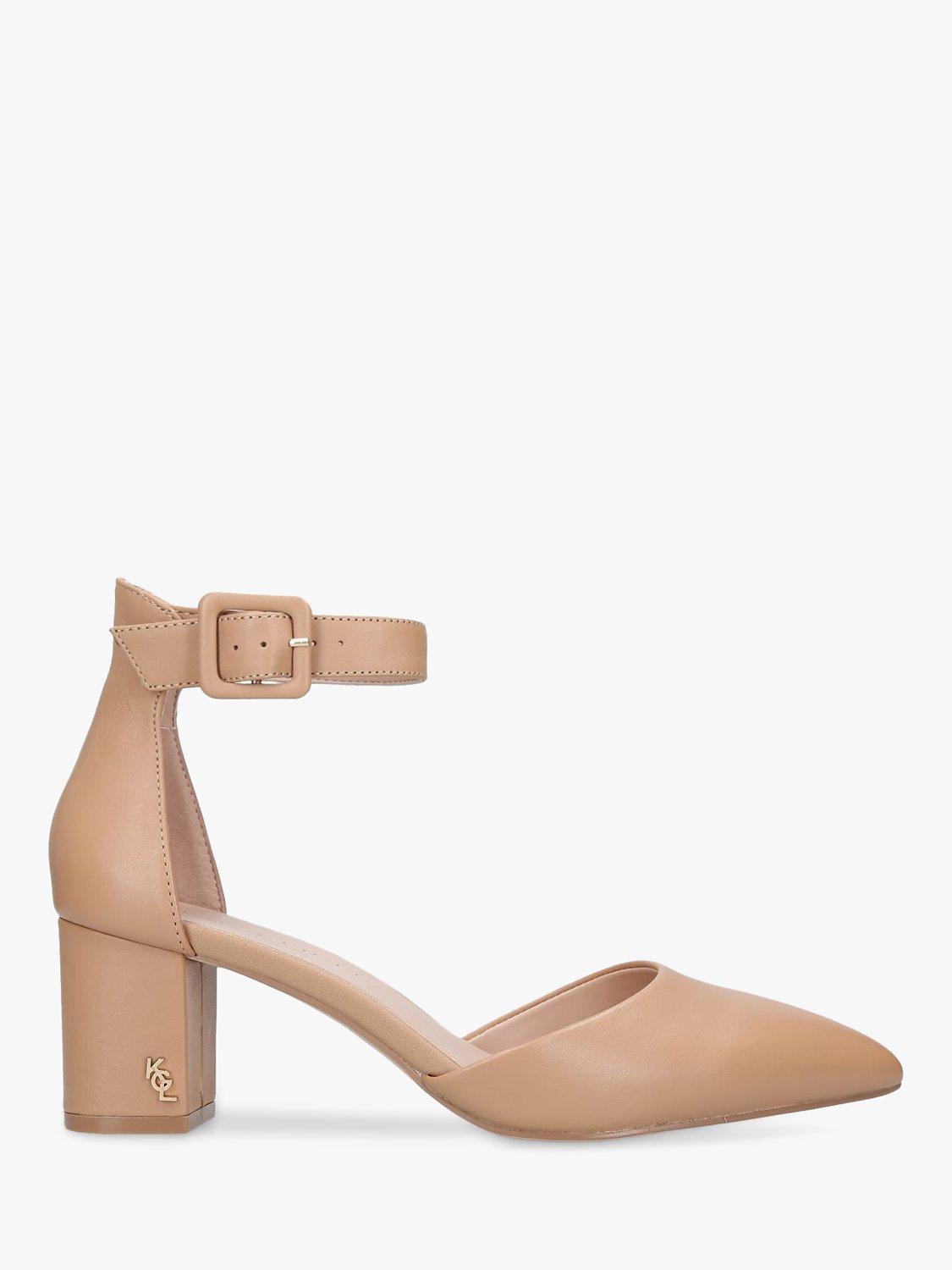 Kurt Geiger London Burlington Leather Block Heel Court Shoes, Camel