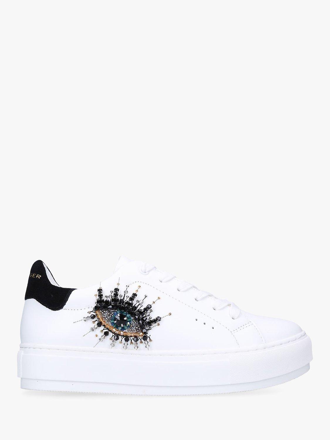 Kurt Geiger London Laney Eye Leather Trainers, White, 3