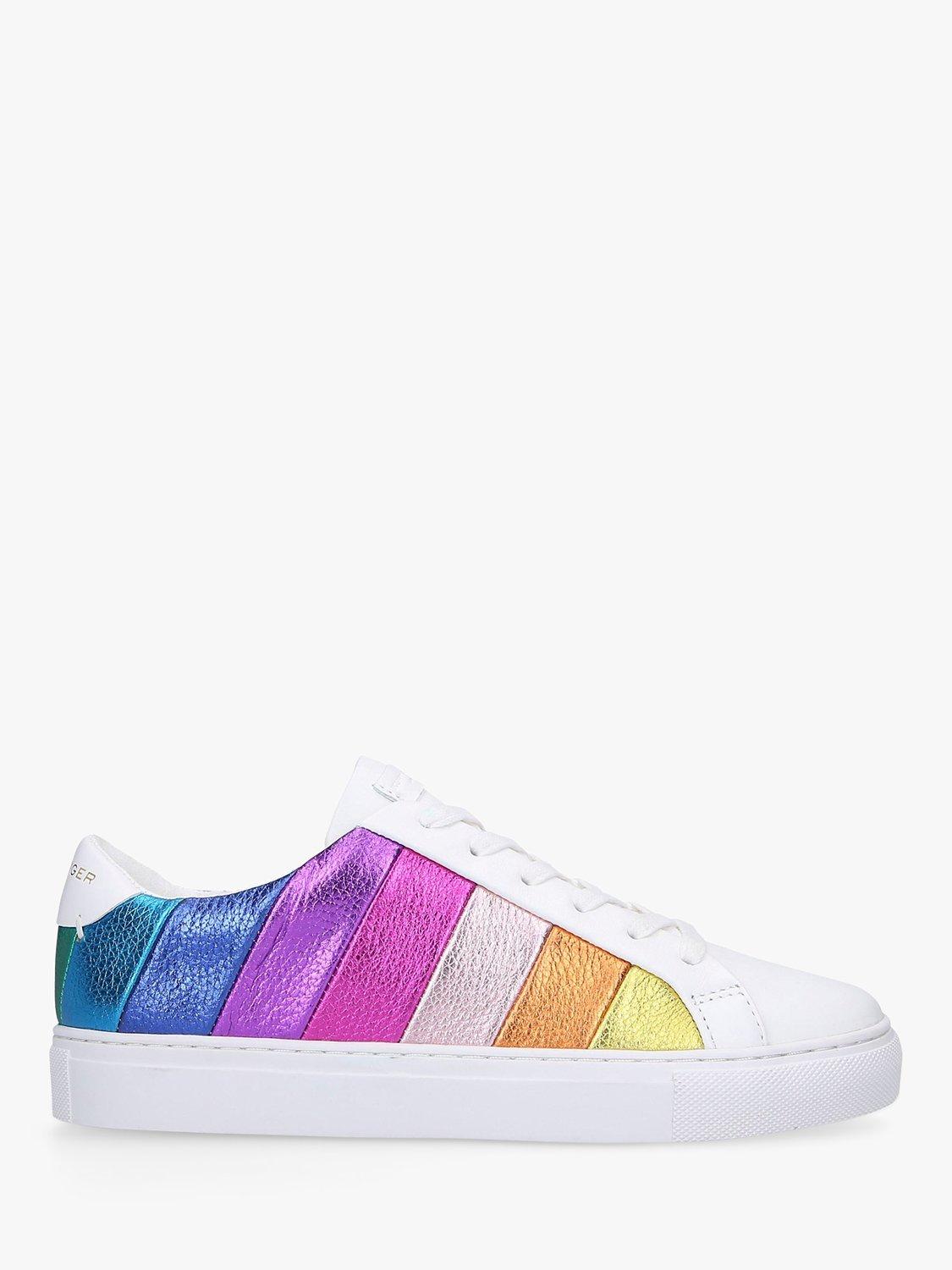 Product image 1 of 5, which shows Kurt Geiger London Lane Stripe Leather Trainers, Multi, 4