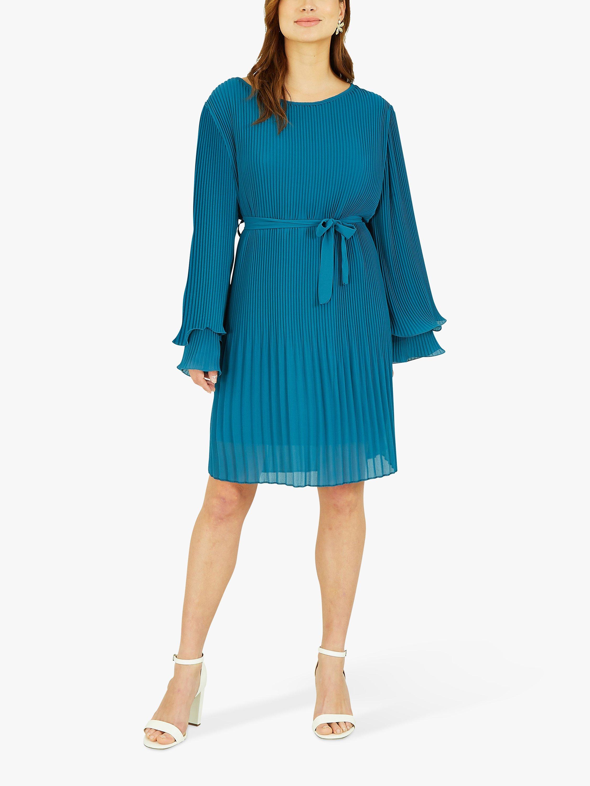 Mela London Double Fluted Long Sleeve Pleated Knee Length Dress