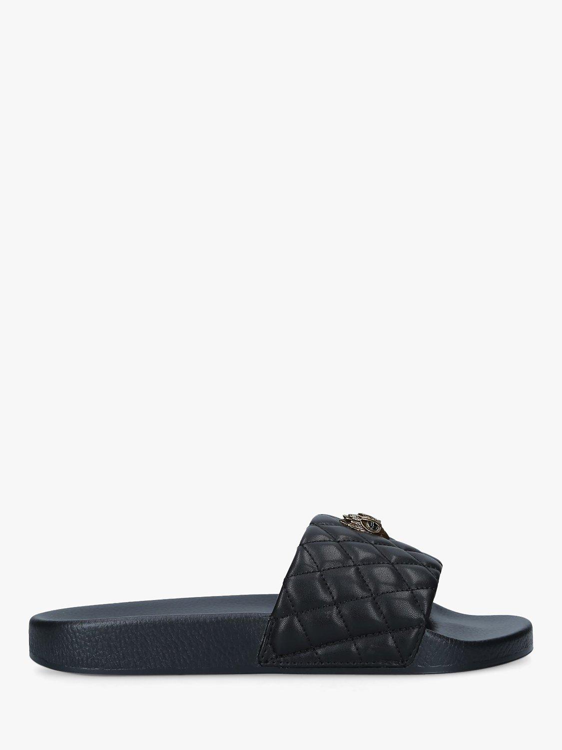 Kurt Geiger London Meena Eagle Quilted Slider Sandals, Black, 3