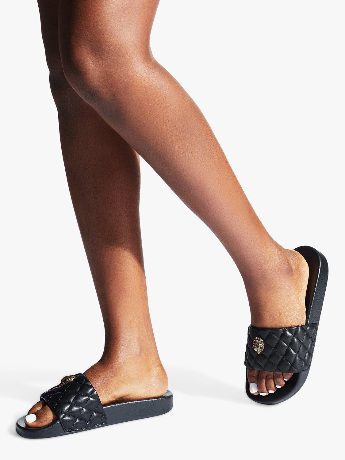 Product image 3 of 6, which shows Kurt Geiger London Meena Eagle Quilted Slider Sandals, Black, 3