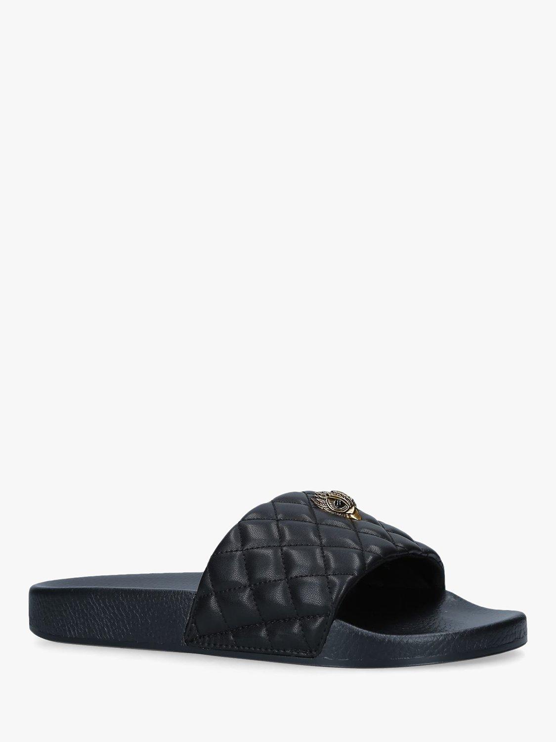 Kurt Geiger London Meena Eagle Quilted Slider Sandals, Black, 3