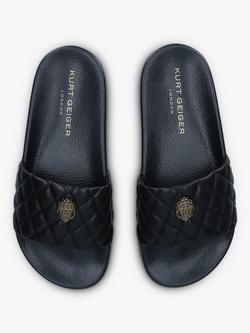 Kurt Geiger London Meena Eagle Quilted Slider Sandals, Black