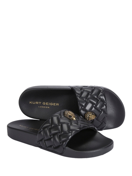 Kurt Geiger London Meena Eagle Quilted Slider Sandals, Black