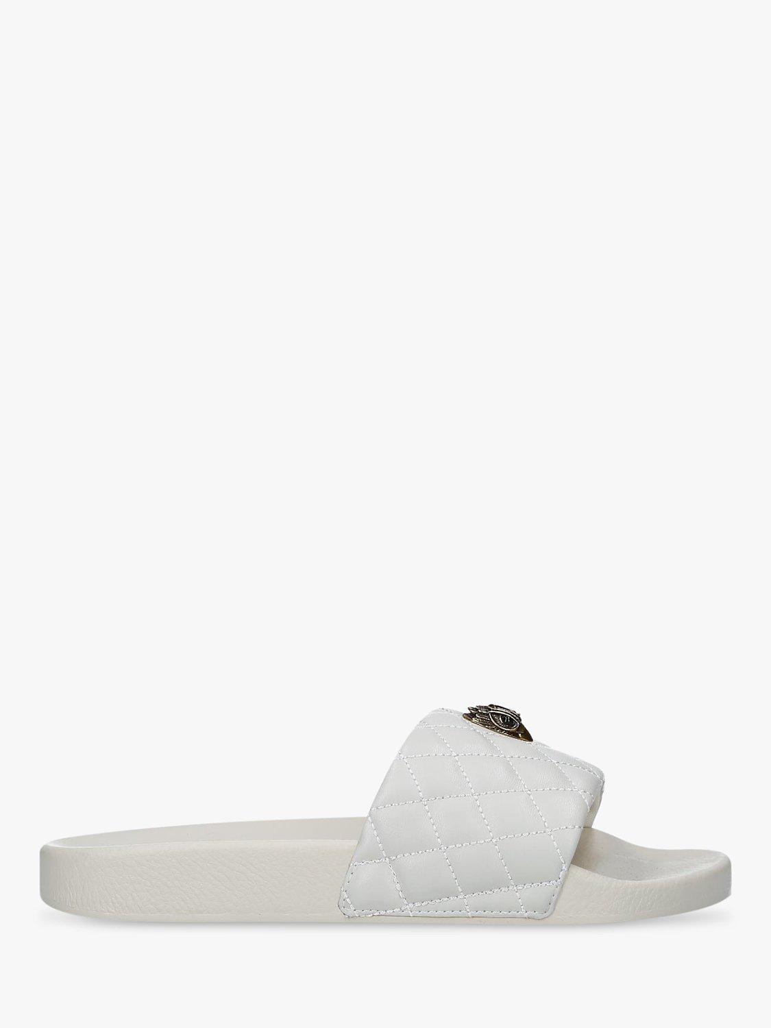 Product image 1 of 6, which shows Kurt Geiger London Meena Eagle Quilted Slider Sandals, Natural Putty, 3
