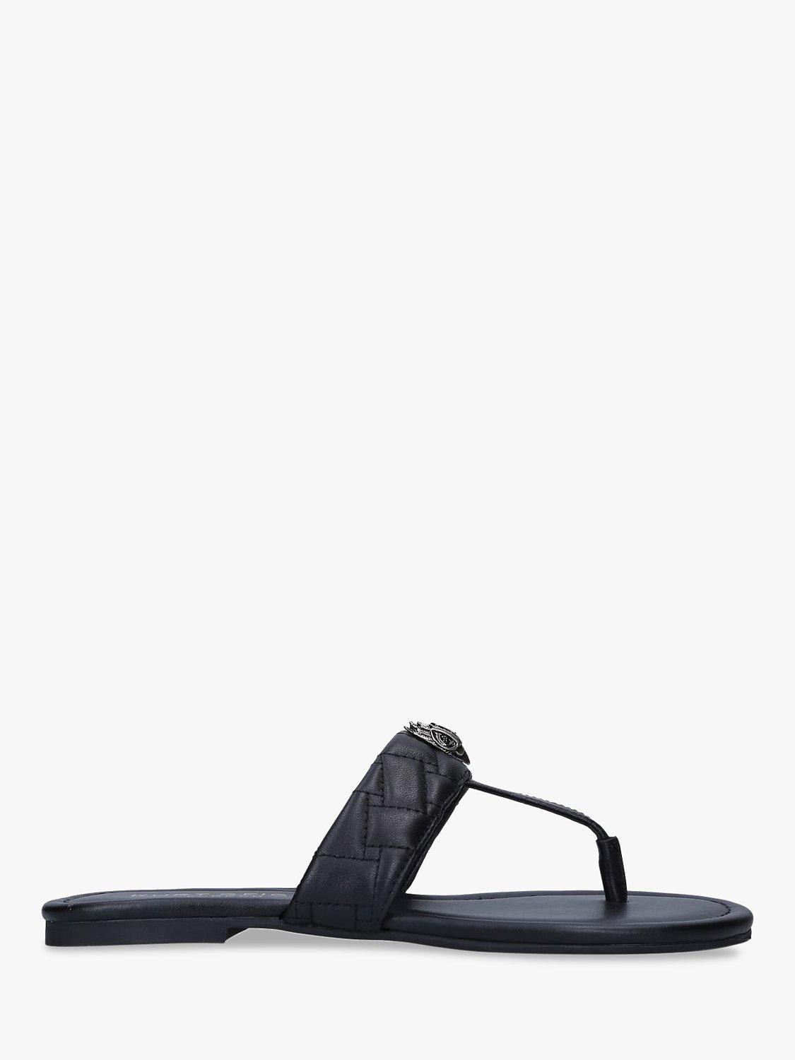 Product image 2 of 5, which shows Kurt Geiger London Kensington Leather T-Bar Sandals, Black, 7