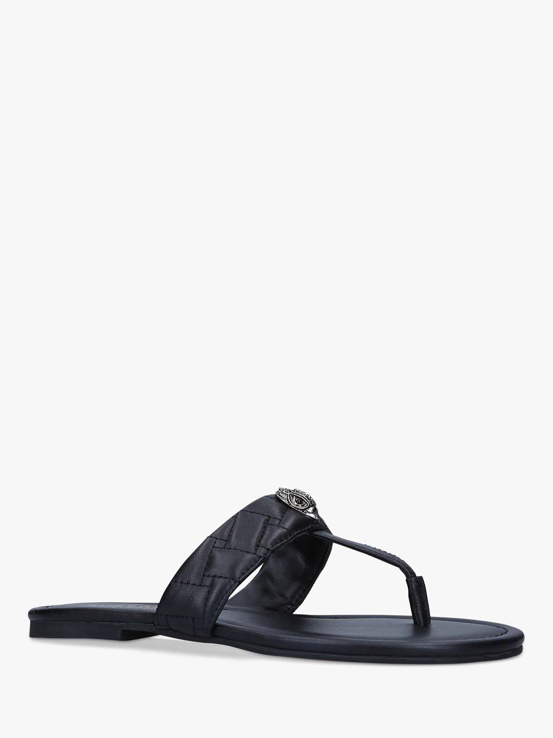 Product image 4 of 5, which shows Kurt Geiger London Kensington Leather T-Bar Sandals, Black, 7