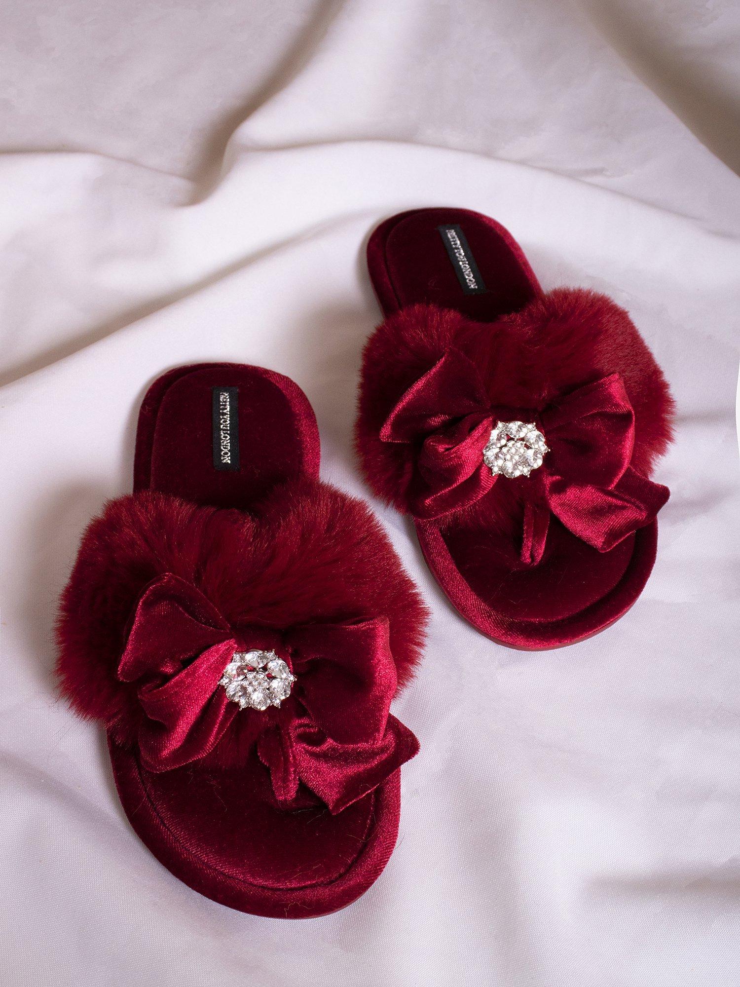 Product image 2 of 6, which shows Pretty You London Amelie Slippers, Red, L-XL
