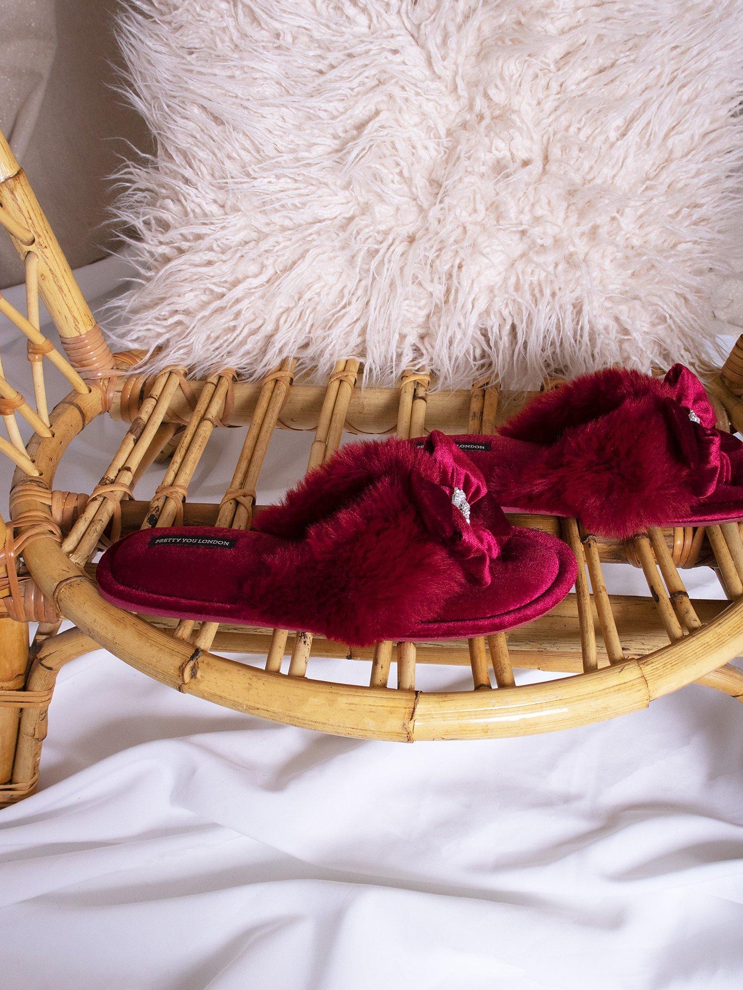Product image 4 of 6, which shows Pretty You London Amelie Slippers, Red, L-XL