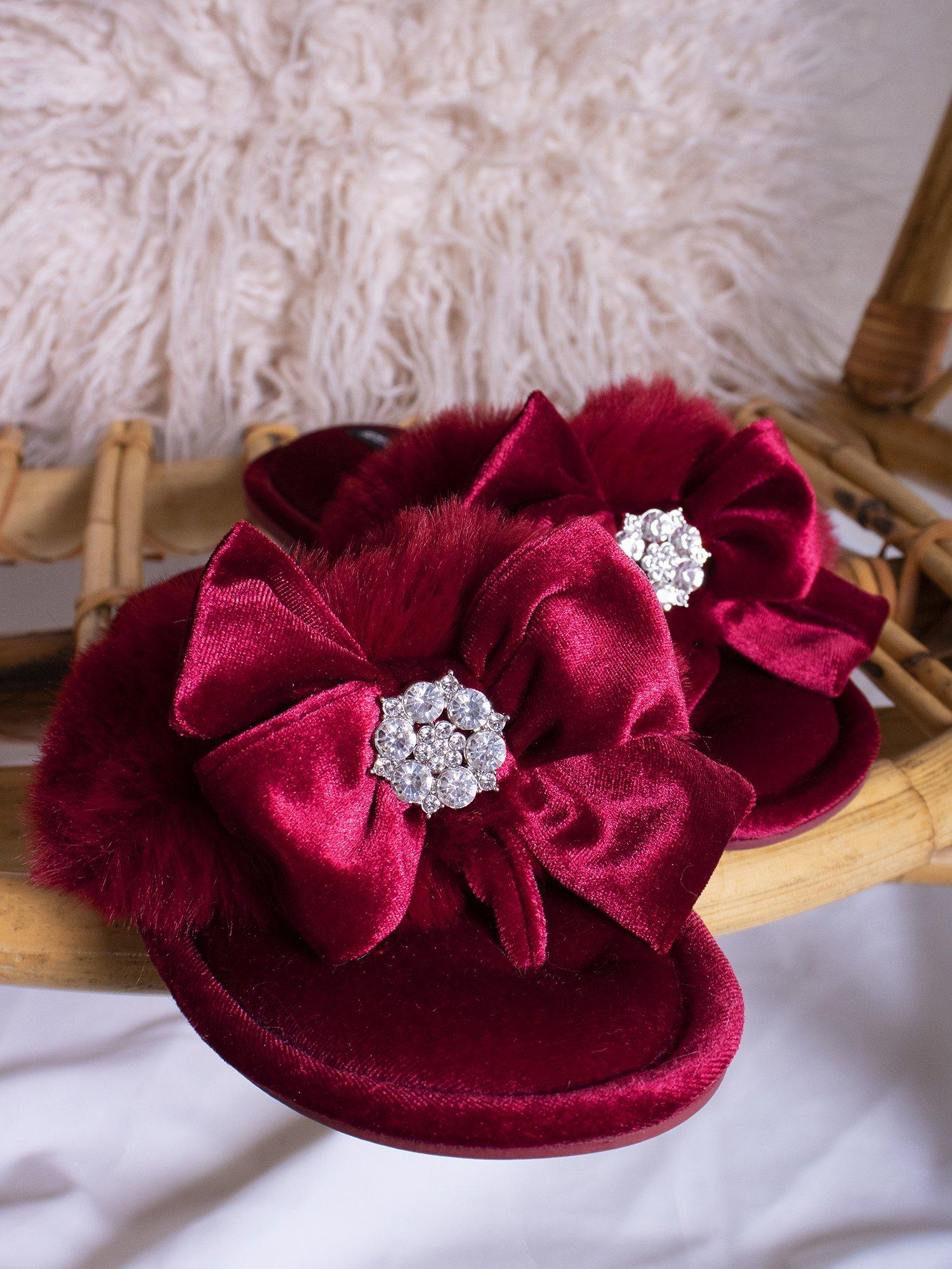 Product image 5 of 6, which shows Pretty You London Amelie Slippers, Red, L-XL