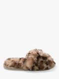 Pretty You London Anya Velvet Bow Slippers, Leopard