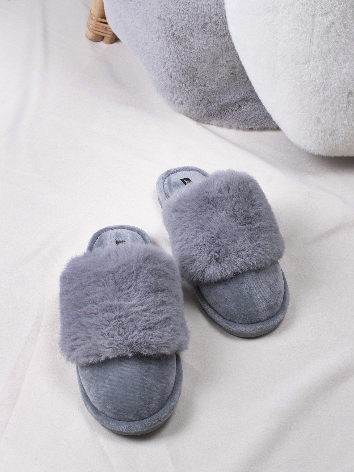 Product image 2 of 5, which shows Pretty You London Danni Slippers, Grey, S