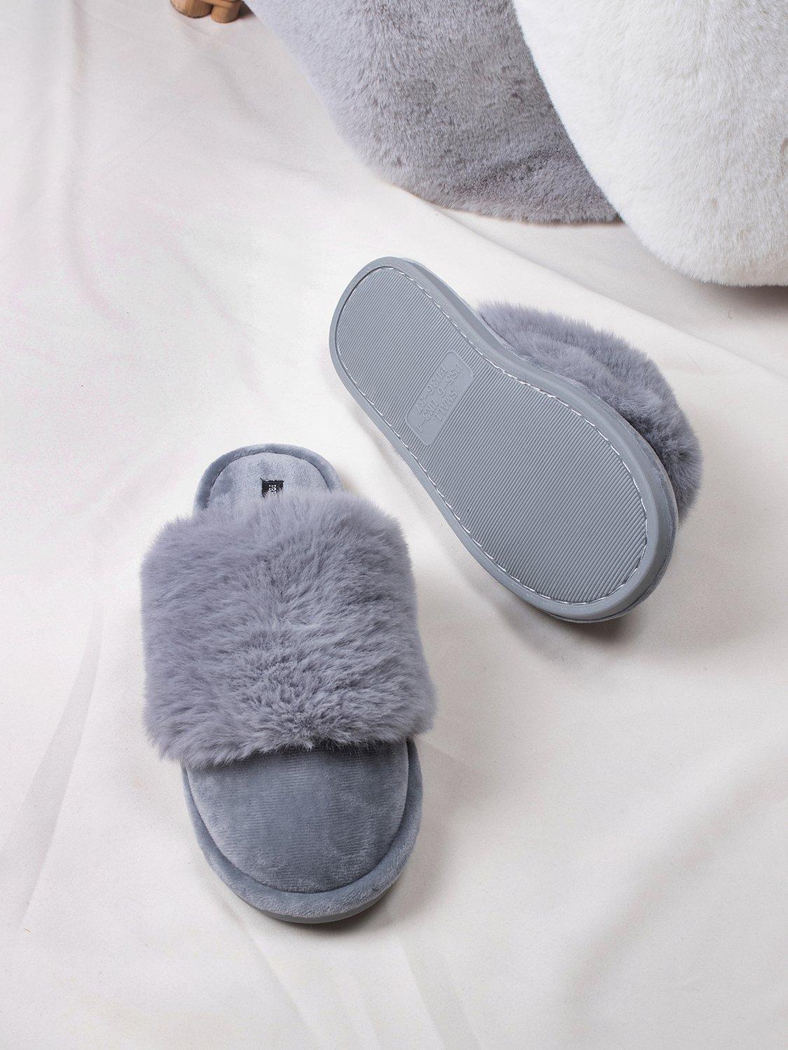 Product image 3 of 5, which shows Pretty You London Danni Slippers, Grey, S
