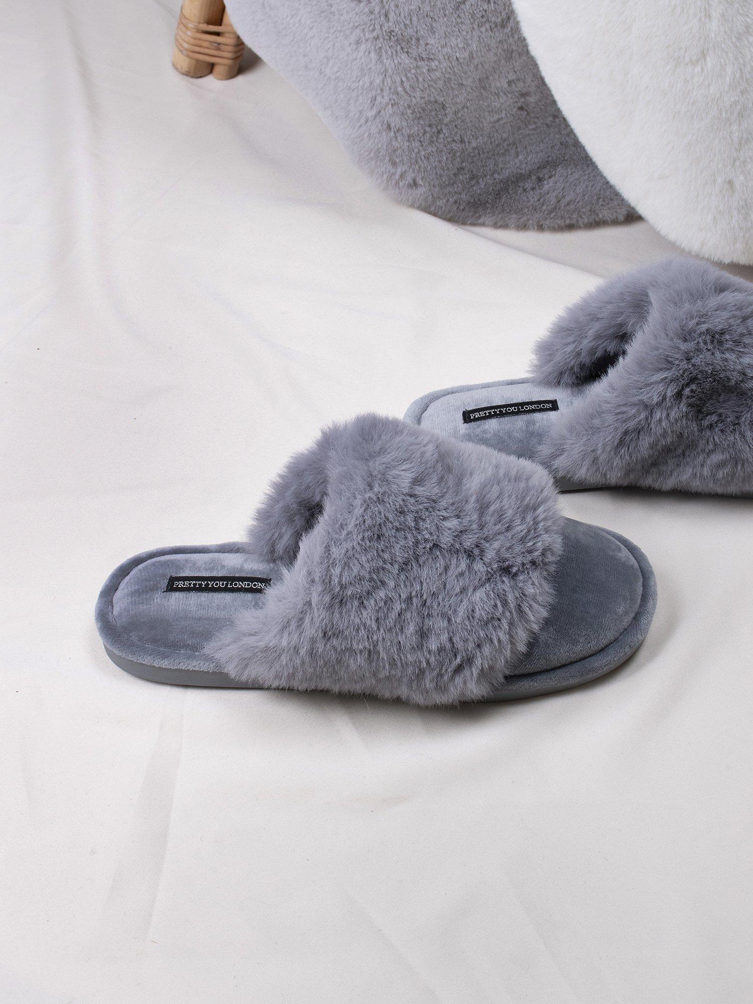Product image 4 of 5, which shows Pretty You London Danni Slippers, Grey, S