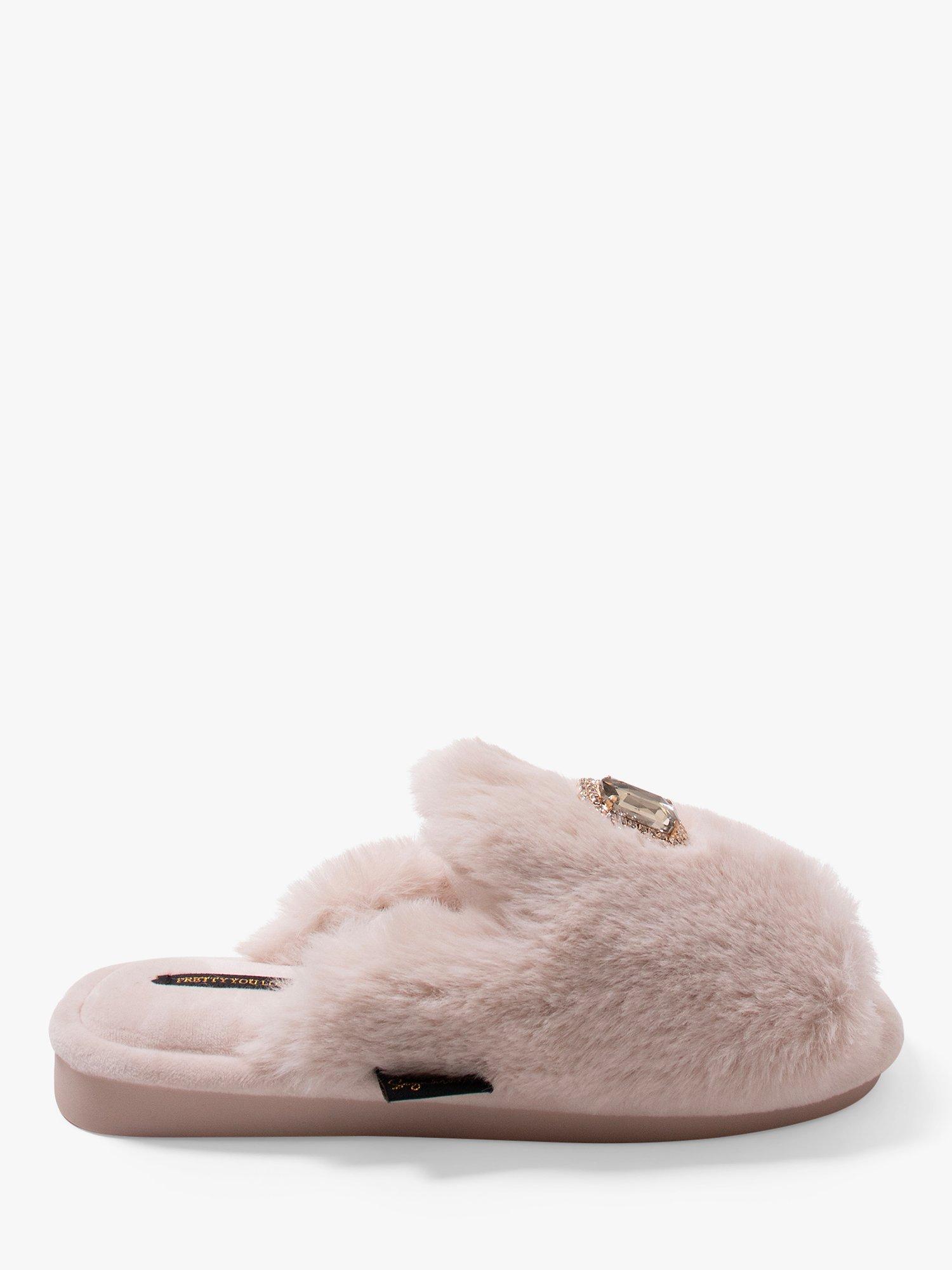 Product image 1 of 6, which shows Pretty You London Fifi Slippers, Powder Puff, L