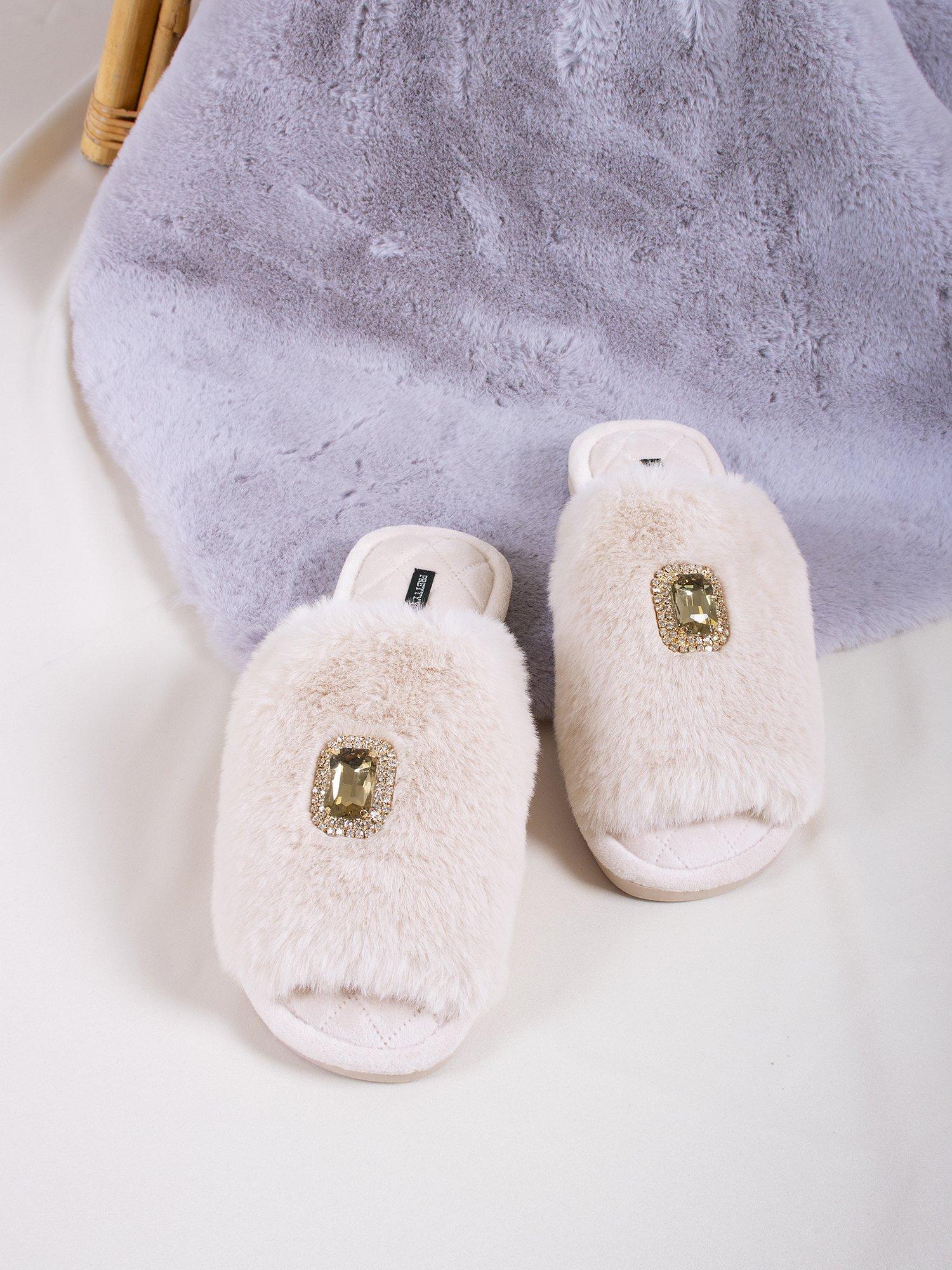 Product image 2 of 6, which shows Pretty You London Fifi Slippers, Powder Puff, L
