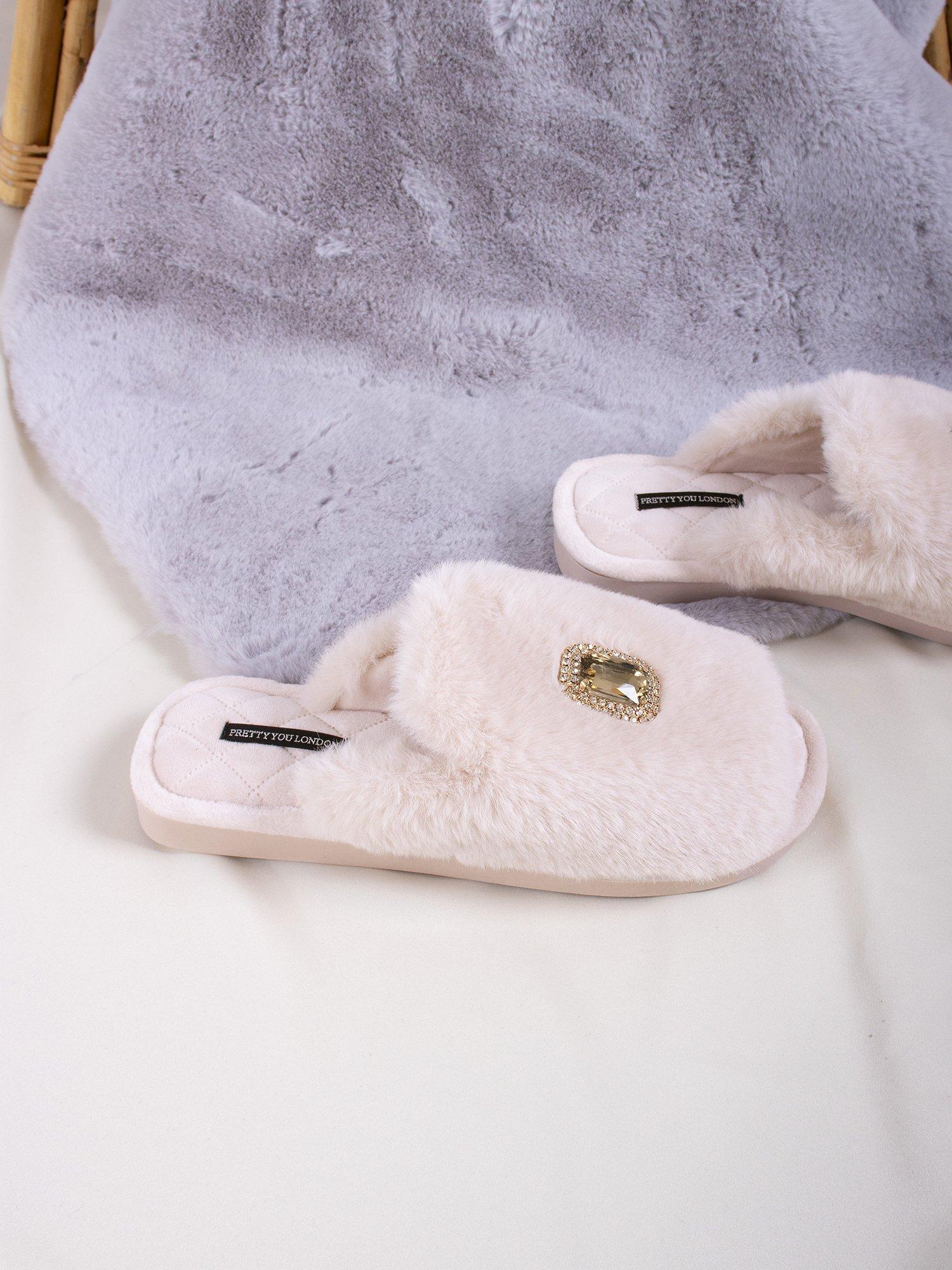 Product image 4 of 6, which shows Pretty You London Fifi Slippers, Powder Puff, L