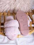 Pretty You London Jinx Double Band Sheepskin Slippers, Rose