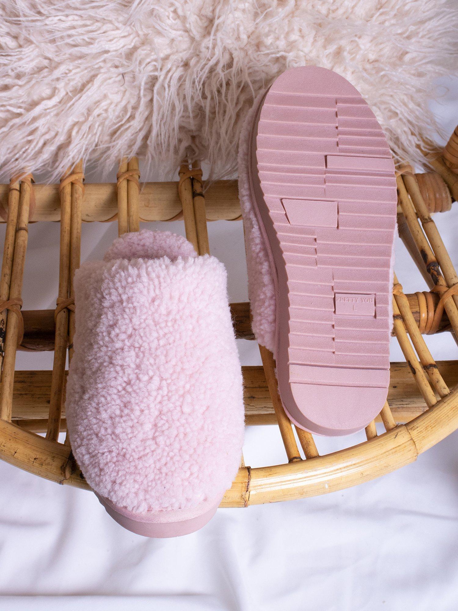 Product image 2 of 5, which shows Pretty You London Jude Sheepskin Mule Slippers, Rose, M