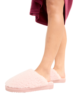 Pretty You London Jude Sheepskin Mule Slippers - view 2, Rose