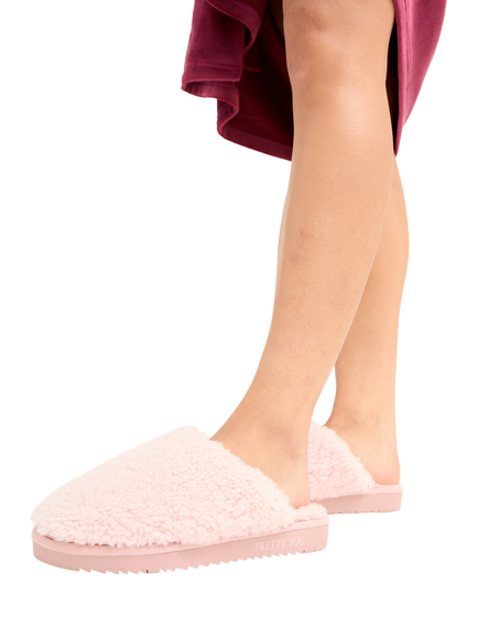 Pretty You London Jude Sheepskin Mule Slippers - view 2, Rose