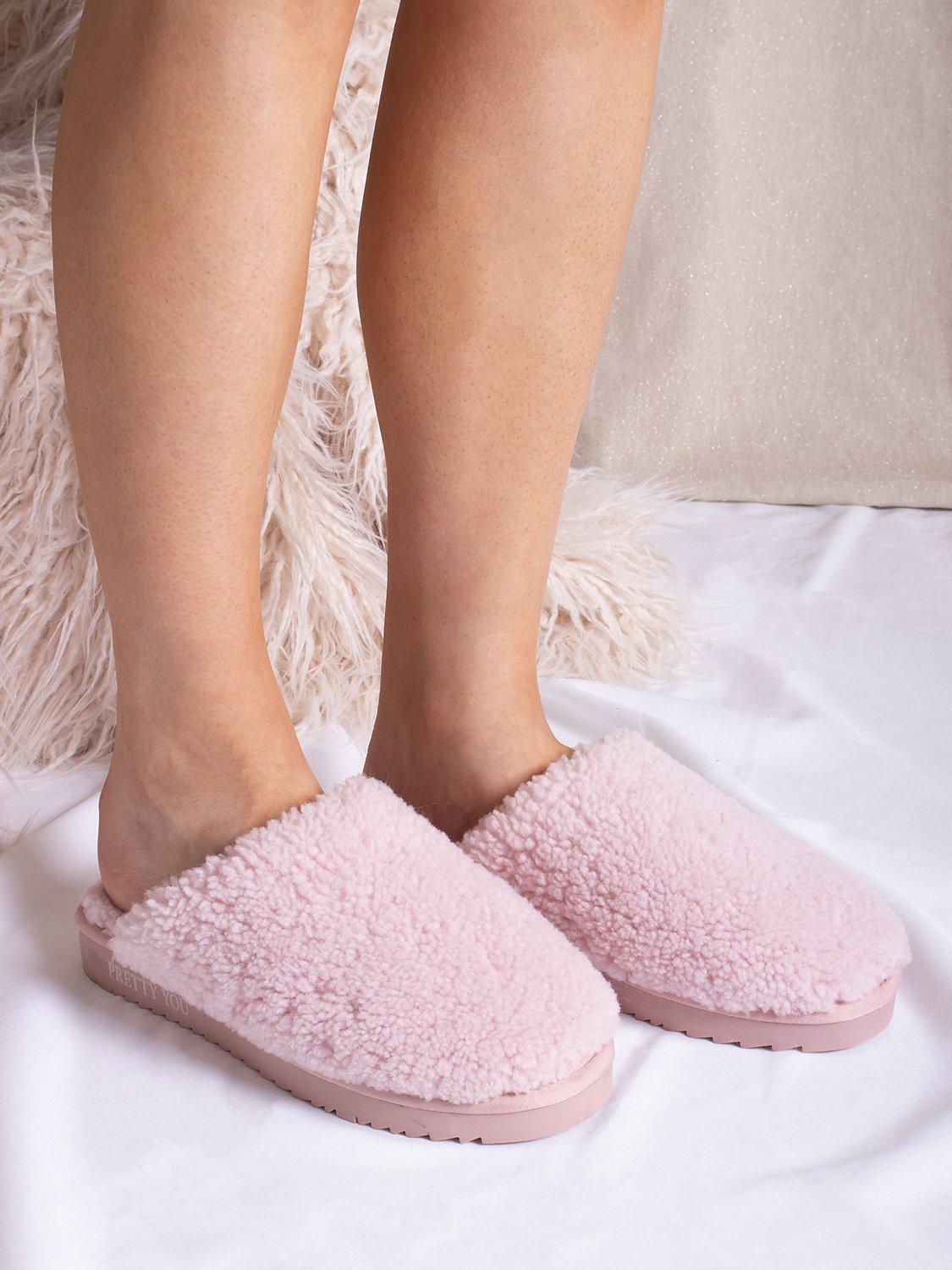 Product image 5 of 5, which shows Pretty You London Jude Sheepskin Mule Slippers, Rose, M
