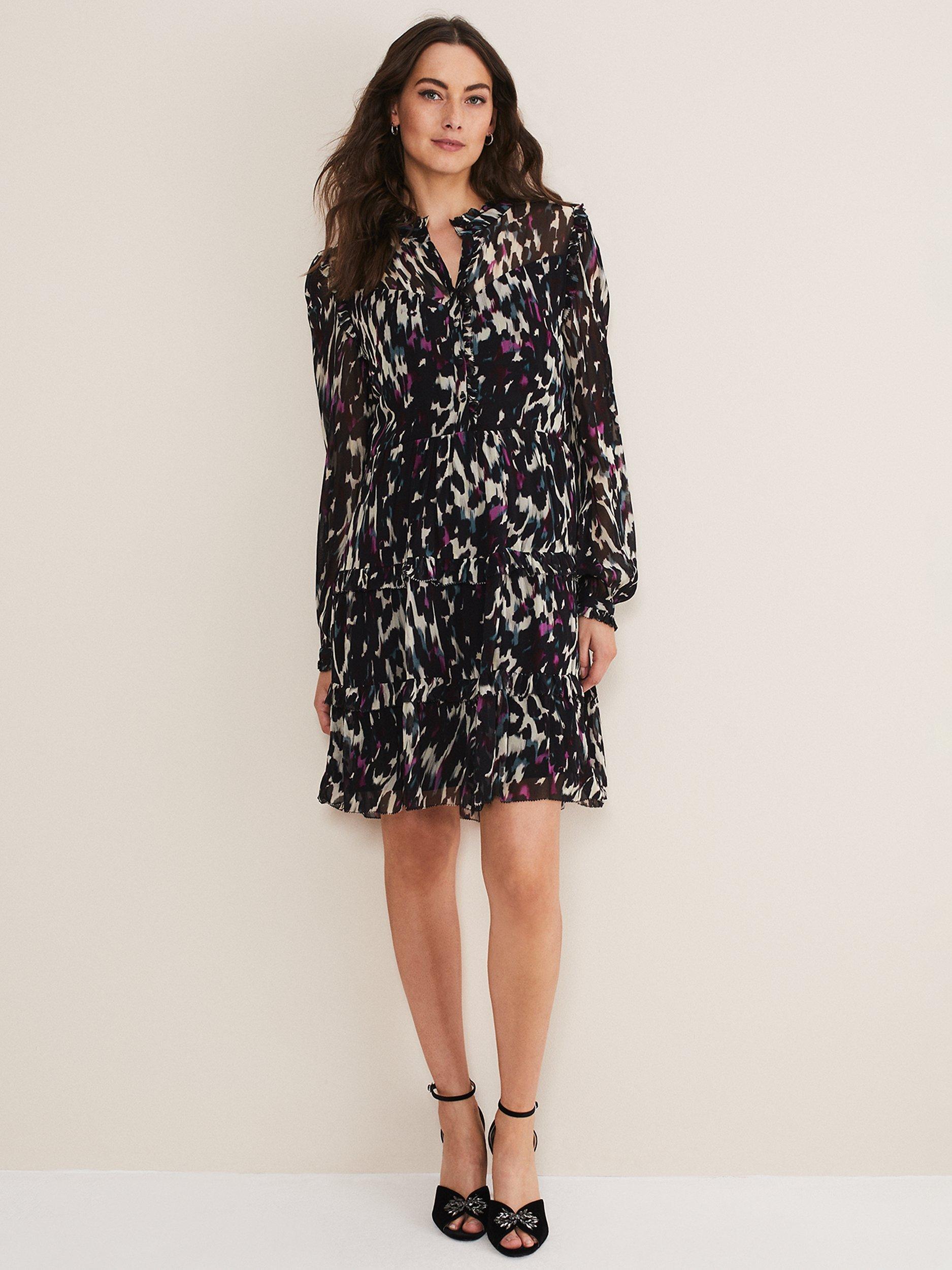 Phase Eight Millicent Abstract Print Tiered Dress, Multi