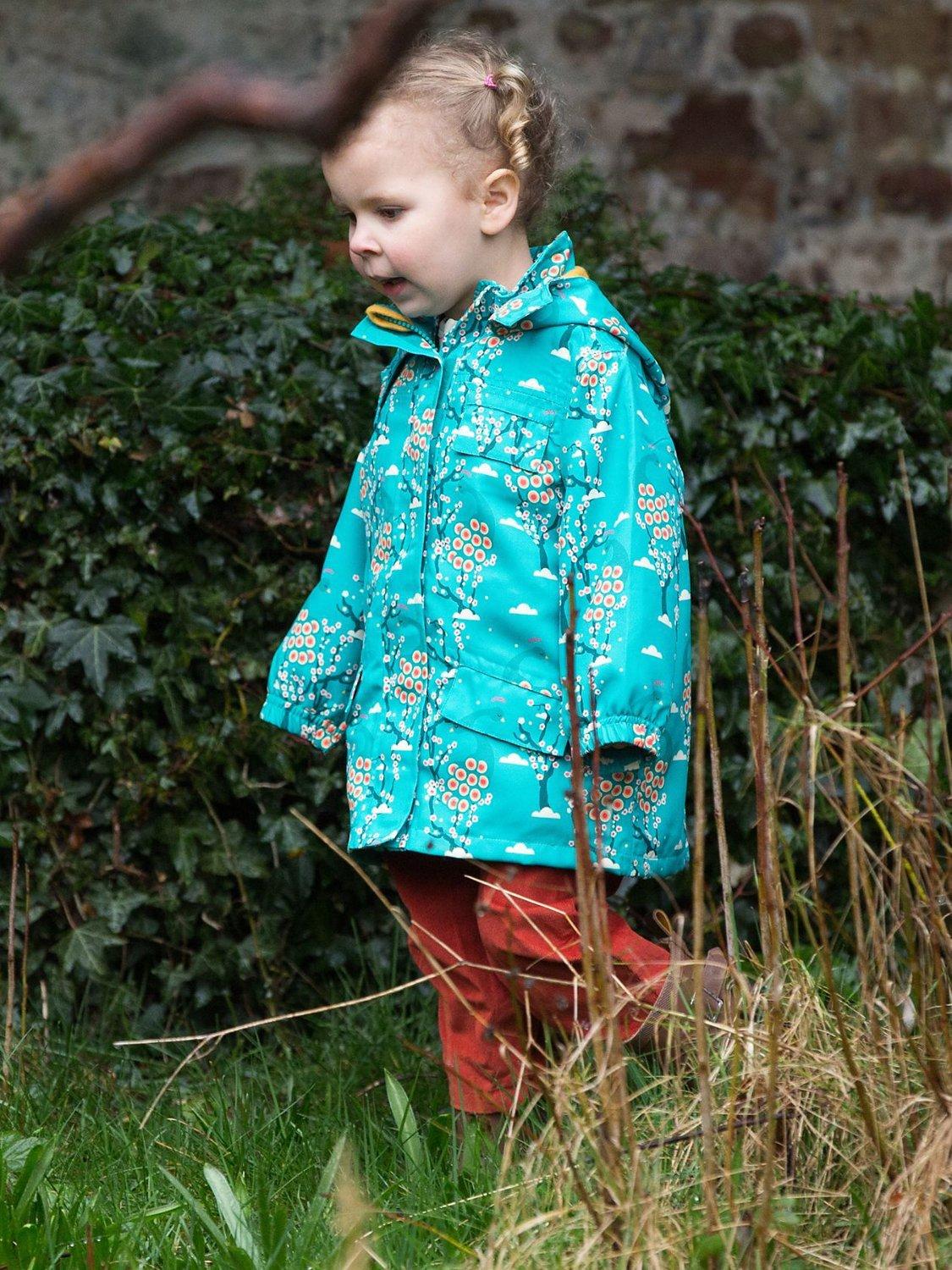 Little Green Radicals Kids'  Midnight Peacock Waterproof Recycled Raincoat, Blue