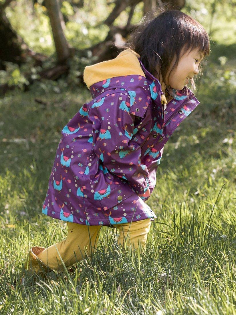 Little Green Radicals Kids' Whale of a Time Waterproof Recycled Raincoat, Purple